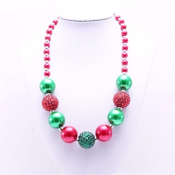 Girls Christmas Chunky Bubblegum Necklace - Picture 1 of 4